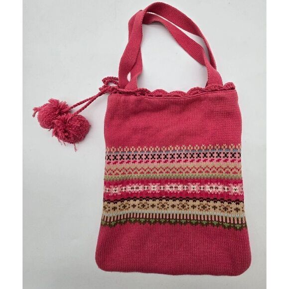 Vintage Style Gap Kids Knit Shoulder Bag With Pom Poms - Picture 2 of 4